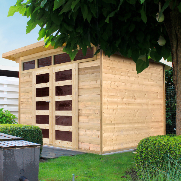 Abri de jardin en bois VERONA | 303 x 243 cm | Bois brut | 28 mm d'épaisseur