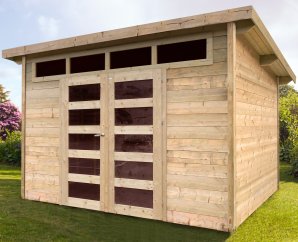 Abri de jardin en bois VENEZIA | 333 x 273 cm | Bois brut | 28 mm d'épaisseur