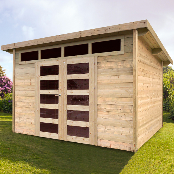 Abri de jardin en bois VENEZIA | 333 x 273 cm | Bois brut | 28 mm d'épaisseur