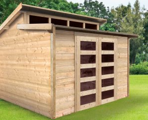 Abri de jardin en bois MILANO | 298 x 298 cm | Bois brut | 28 mm d'épaisseur