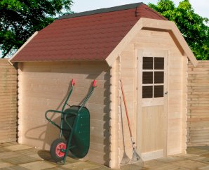 Abri de jardin en bois GALWAY | 198 x 298 cm | Bois brut | 28 mm d'épaisseur