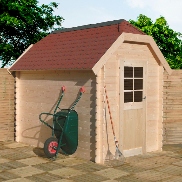 Abri de jardin en bois GALWAY | 198 x 298 cm | Bois brut | 28 mm d'épaisseur