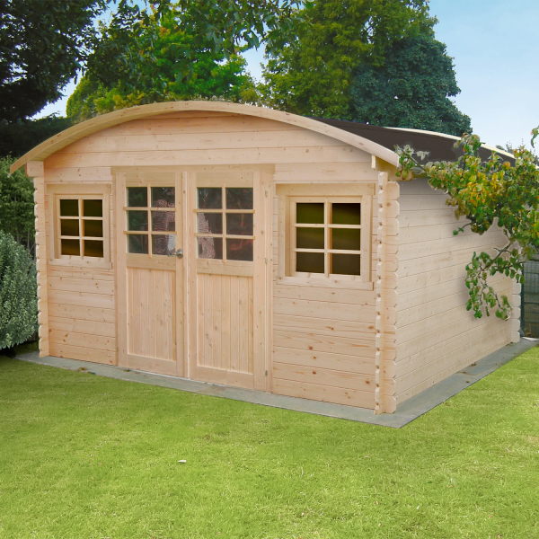 Abri de jardin en bois DAINVILLE 2 | 388 x 298 cm | Bois brut | 28 mm d'épaisseur