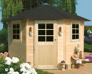 Abri de jardin en bois NANCY 1 | 255 x 255 cm | Bois brut | 28 mm d'épaisseur