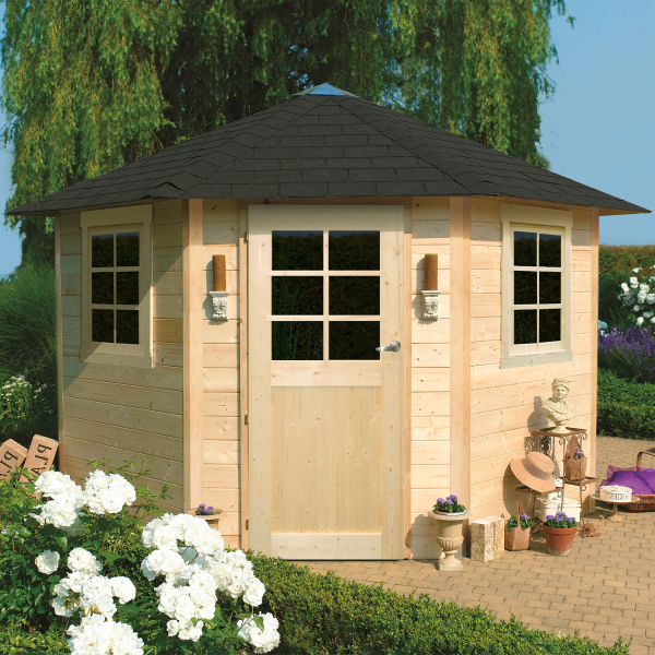 Abri de jardin en bois NANCY 1 | 255 x 255 cm | Bois brut | 28 mm d'épaisseur