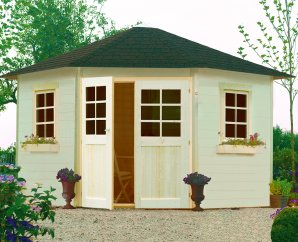 Abri de jardin en bois NANCY 2 | 305 x 305 cm | Bois brut | 28 mm d'épaisseur