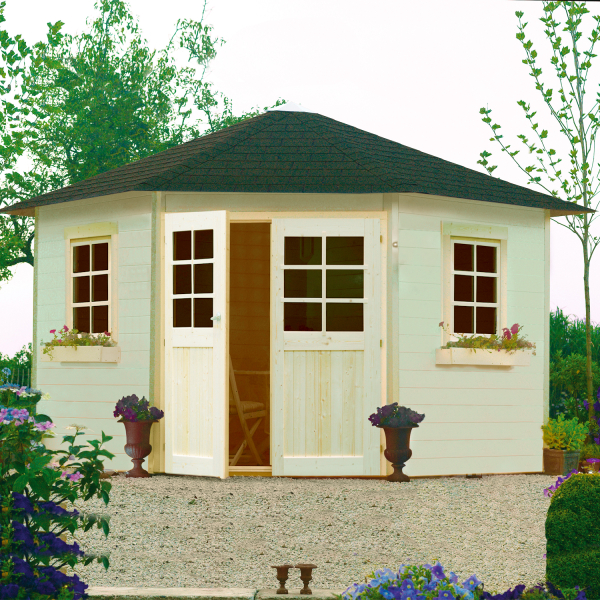 Abri de jardin en bois NANCY 2 | 305 x 305 cm | Bois brut | 28 mm d'épaisseur