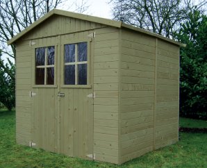 Abri de jardin en bois double porte | 212 x 185 cm | Bois autoclave | 12 mm d'épaisseur