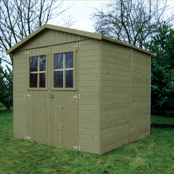 Abri de jardin en bois double porte | 212 x 185 cm | Bois autoclave | 12 mm d'épaisseur