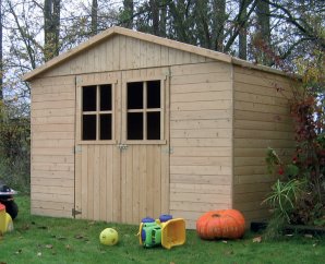 Abri de jardin en bois double porte | 265 x 185 cm | Bois autoclave | 12 mm d'épaisseur