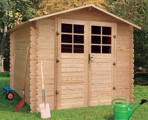 Abri de jardin en bois double porte | 248 x 248 cm | Bois brut | 19 mm d'épaisseur