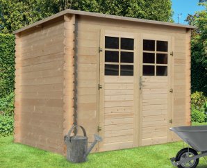 Abri de jardin en bois toit monopente | 248 x 248 cm | Bois brut | 19 mm d'épaisseur