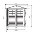 Abri de jardin en bois double porte | 198 x 198 cm | Bois brut | 19 mm d'épaisseur