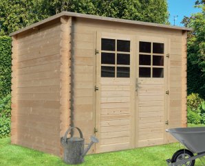 Abri de jardin en bois toit monopente | 198 x 198 cm | Bois brut | 19 mm d'épaisseur