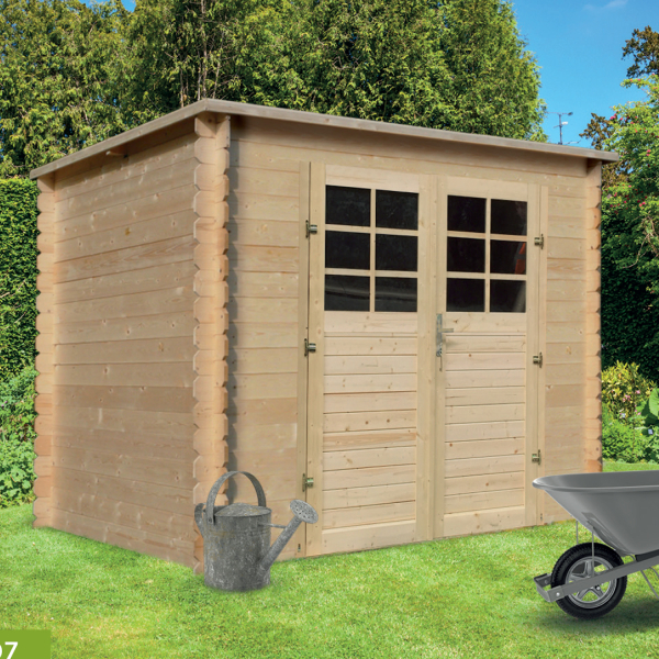 Abri de jardin en bois toit monopente | 198 x 198 cm | Bois brut | 19 mm d'épaisseur