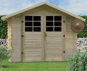 Abri de jardin en bois | 298 x 198 cm | Bois brut | 28 mm d'épaisseur