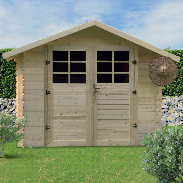 Abri de jardin en bois | 298 x 198 cm | Bois brut | 28 mm d'épaisseur