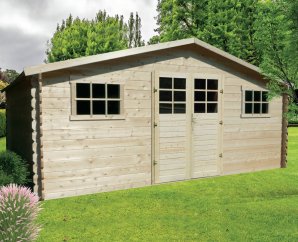 Abri de jardin en bois | 508 x 388 cm | Bois brut | 28 mm d'épaisseur