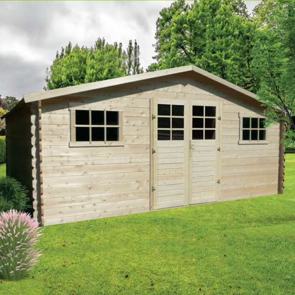 Abri de jardin en bois | 508 x 388 cm | Bois brut | 28 mm d'épaisseur