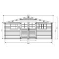 Abri de jardin en bois | 508 x 388 cm | Bois brut | 28 mm d'épaisseur