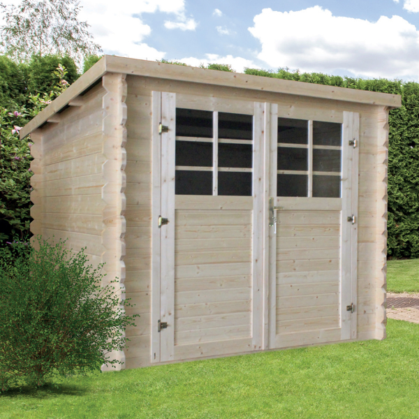 Abri de jardin en bois | 238 x 238 cm | Bois brut | 28 mm d'épaisseur