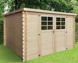 Abri de jardin en bois | 298 x 298 cm | Bois brut | 28 mm d'épaisseur