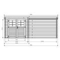Abri de jardin en bois | 238 x 238 cm + auvent 274 cm | Bois brut | 28 mm d'épaisseur