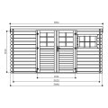 Abri de jardin en bois | 388 x 298 cm | Bois brut | 34 mm d'épaisseur