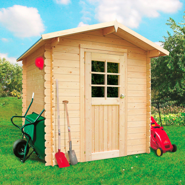 Abri de jardin en bois ESSEN | 198 x 198 cm | Bois brut | 19 mm d'épaisseur