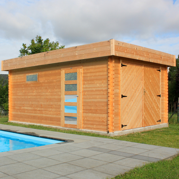 Garage en bois double porte bois | 358 x 538 cm | Bois brut | 40 mm d'épaisseur