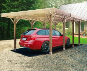 Carport en bois toit plat modulable | 406 x 506 cm + extension possible | Bois autoclave