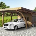Carport en bois 1 voiture toit plat avec local | 406 x 699 cm | Bois autoclave