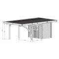 Carport en bois 1 voiture toit plat avec local | 406 x 699 cm | Bois autoclave
