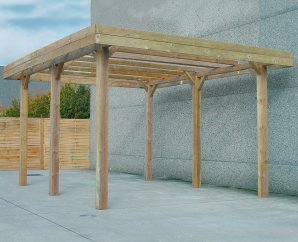 Carport en bois pour camping-car modulable | 606 x 506 cm + extension possible | Bois autoclave