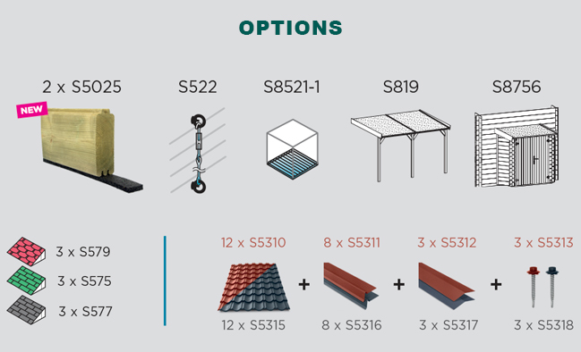 Abri de jardin en bois DRESDEN | 248 x 198 cm | Bois brut | 19 mm d'épaisseur