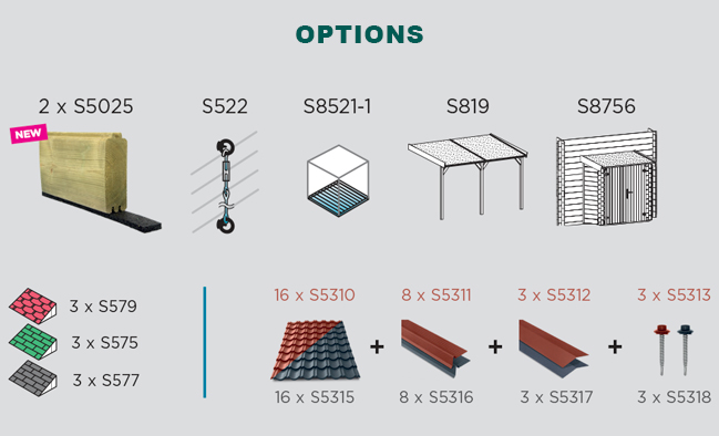 Abri de jardin en bois GERA | 248 x 248 cm | Bois brut | 19 mm d'épaisseur