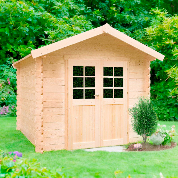 Abri de jardin en bois GERA | 248 x 248 cm | Bois brut | 19 mm d'épaisseur