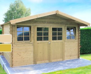 Abri de jardin en bois DOLE | 388 x 298 cm | Bois brut ou autoclave | 28 mm d'épaisseur