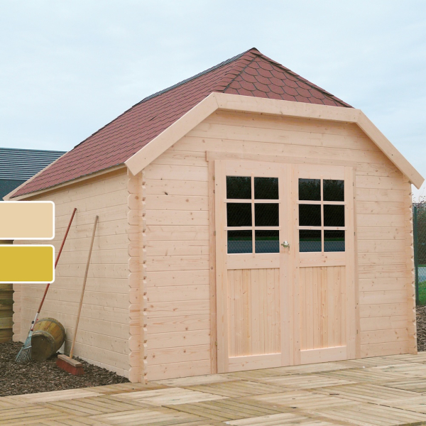 Abri de jardin en bois LIMERICK | 298 x 388 cm | Bois brut ou autoclave | 28 mm d'épaisseur