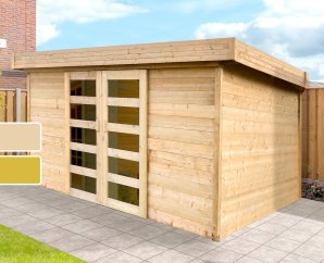 Abri de jardin en bois MALMO | 393 x 305 cm | Bois brut ou autoclave | 28 mm d'épaisseur