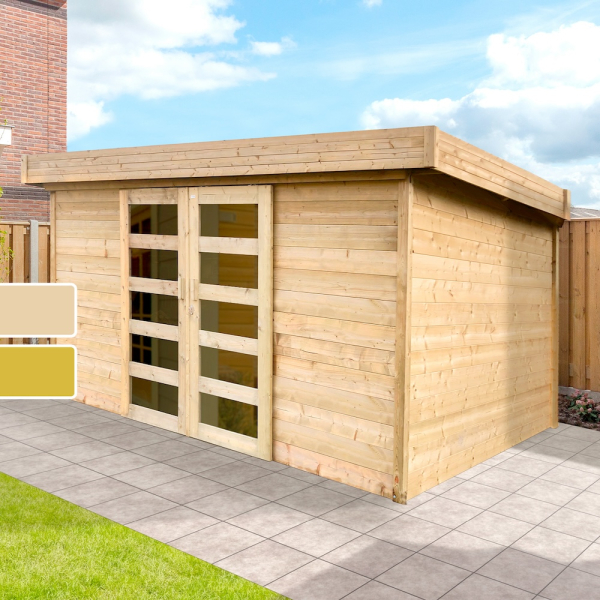 Abri de jardin en bois MALMO | 393 x 305 cm | Bois brut ou autoclave | 28 mm d'épaisseur