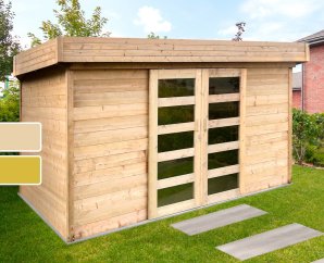 Abri de jardin en bois STOCKHOLM | 363 x 245 cm | Bois brut ou autoclave | 28 mm d'épaisseur