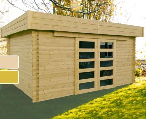 Abri de jardin en bois VIBORG | 418 x 328 cm | Bois brut ou autoclave | 40 mm d'épaisseur