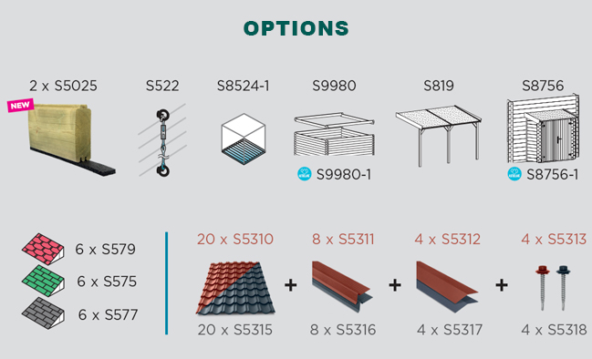 Abri de jardin en bois DOLE | 388 x 298 cm | Bois brut ou autoclave | 28 mm d'épaisseur