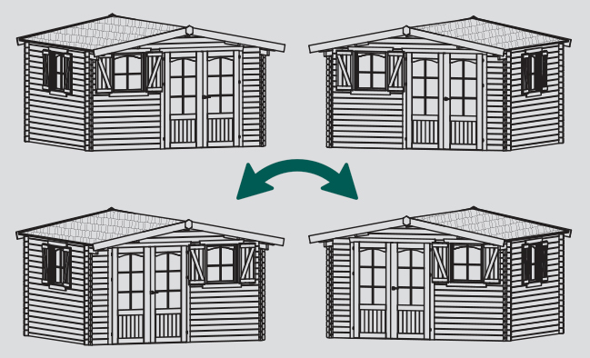 Abri de jardin en bois MORZINE | 388 x 328 cm | Bois brut | 40 mm d'épaisseur