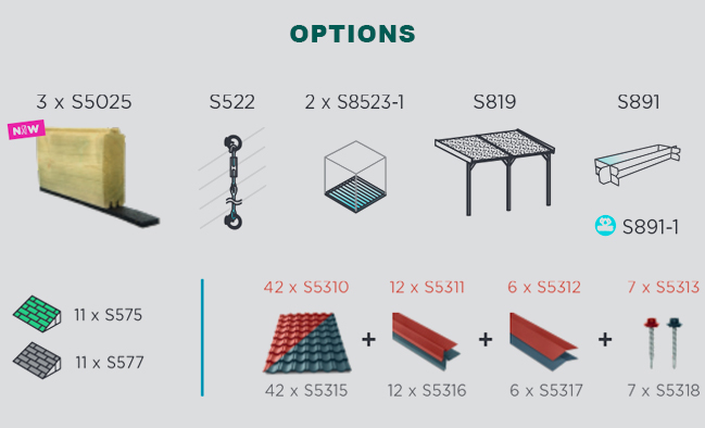 Abri de jardin en bois CHAMBERY | 478 x 418 cm | Bois brut ou autoclave | 40 mm d'épaisseur