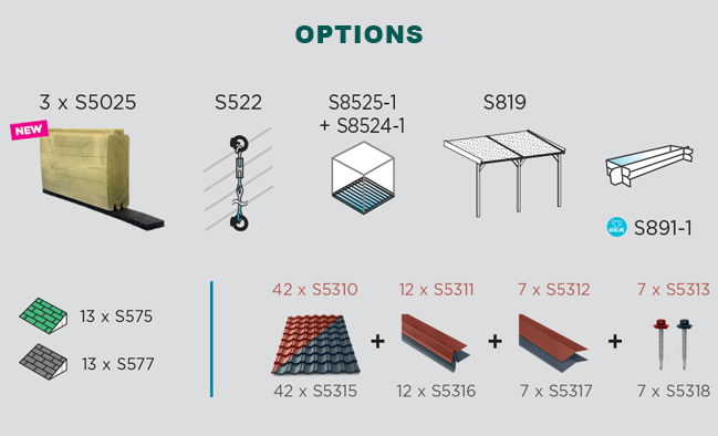 Abri de jardin en bois ROGNAIX | 568 x 508 cm | Bois autoclave | 40 mm d'épaisseur
