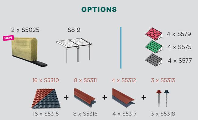 Abri de jardin en bois ANNEUX | 296 x 296 cm | Bois autoclave | 19 mm d'épaisseur