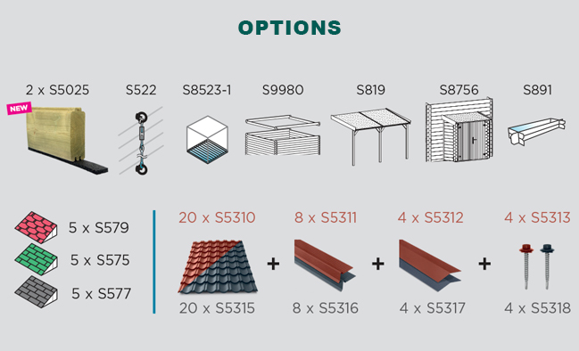 Abri de jardin en bois ARLES | 358 x 238 cm | Bois brut | 28 mm d'épaisseur