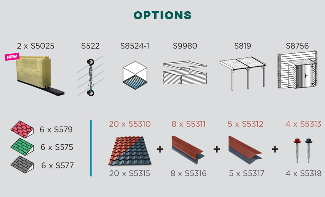Abri de jardin en bois LUNEL | 418 x 298 cm | Bois brut | 28 mm d'épaisseur